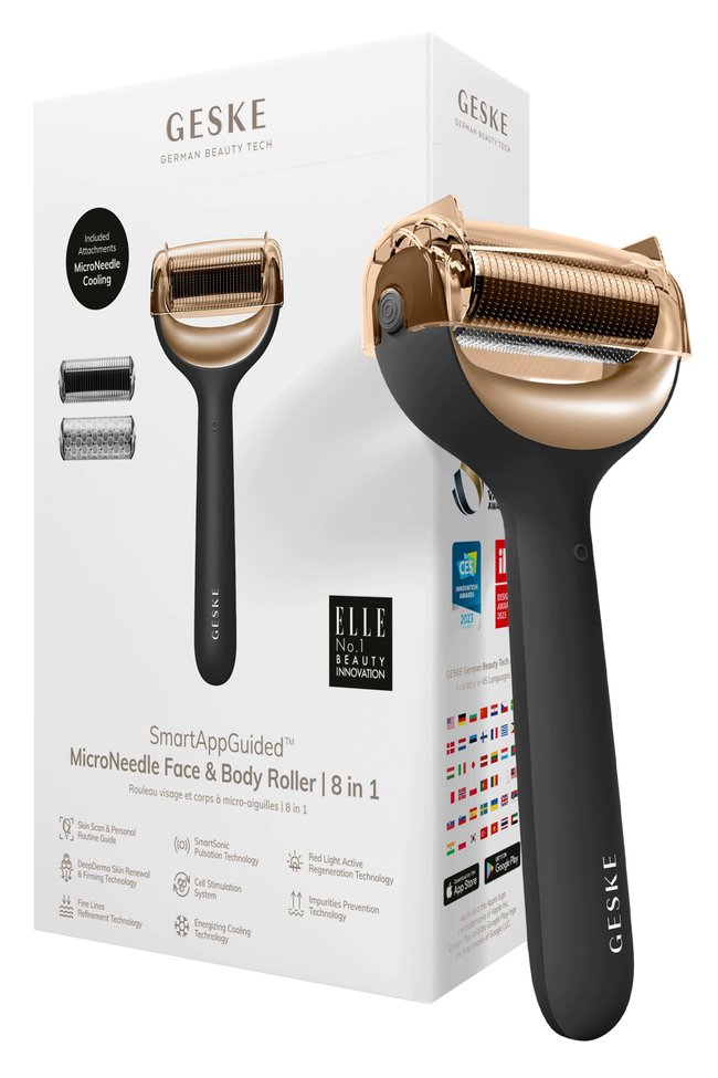 Электронный роллер для лица и тела с микроиглами GESKE MicroNeedle Face&Body Roller 8в1 gray