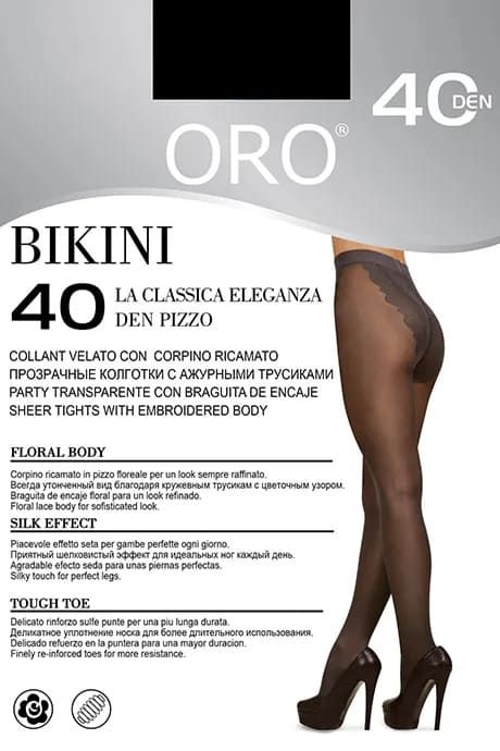 Tights ORO Bikini 40 with openwork panties, Black, 2, 2