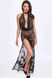 Transparent dress Noir Handmade F312 Divinity long flocked mesh dress with open Black S