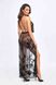 Transparent dress Noir Handmade F312 Divinity long flocked mesh dress with open Black S