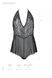 Transparent bodysuit with lace Passion LEAFA BODY ECO, Black, L, XL, L/XL