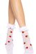 Носки женские с клубничным принтом Leg Avenue Strawberry ruffle top anklets One size Белые SO8583 фото 1
