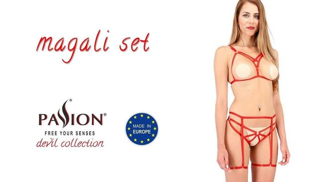 MAGALI SET WITH OPEN BRA red S/M - Passion Exclusive
