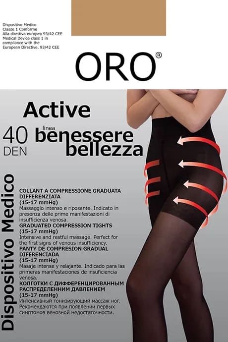 Tights ORO Active 40 den with shaping shorts, Телесный темный, 3, 3