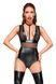 Latex bodysuit Noir Handmade F183 Powerwetlook with wide straps Black 3XL