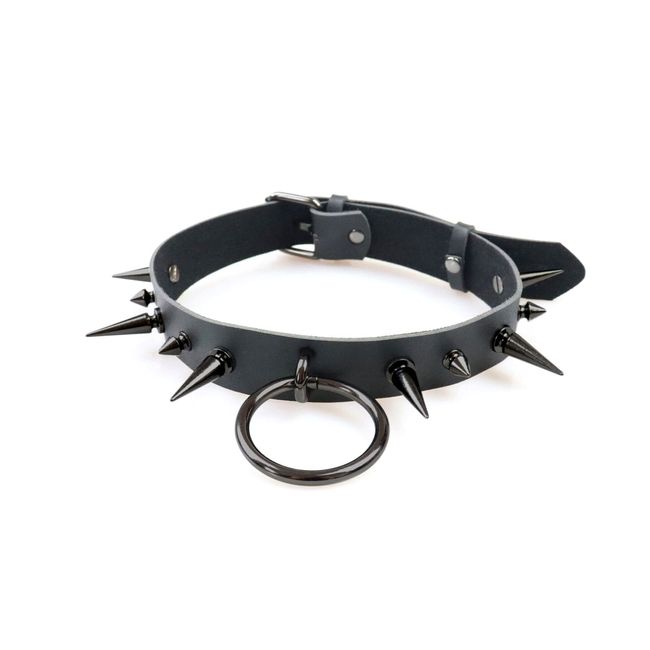 Men's Leather Choker with Spikes Art of Sex Archie Leather and Spikes Black One Size