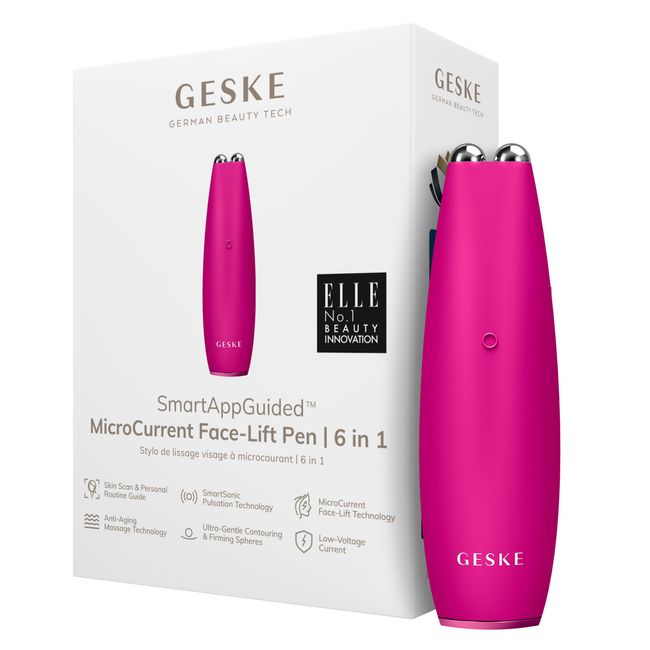 Микротоковая ручка для подтяжки лица GESKE MicroCurrent Face-Lift Pen 6в1 magenta