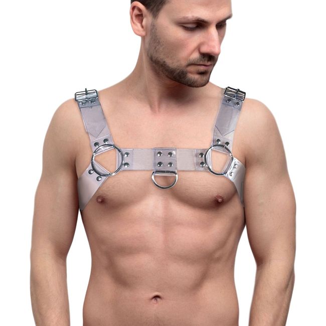 Feral Feelings Bulldog Harness Transparent Men's Chest Harness, Прозрачный, ONE SIZE, ONE SIZE