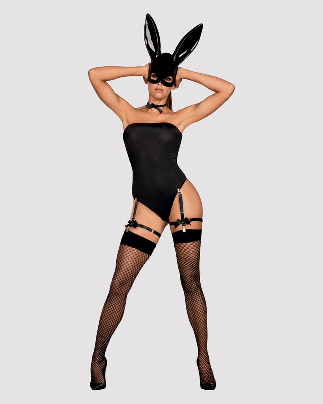 Эротический игровой костюм зайки Obsessive Bunny costume Черный L/XL 84246 фото