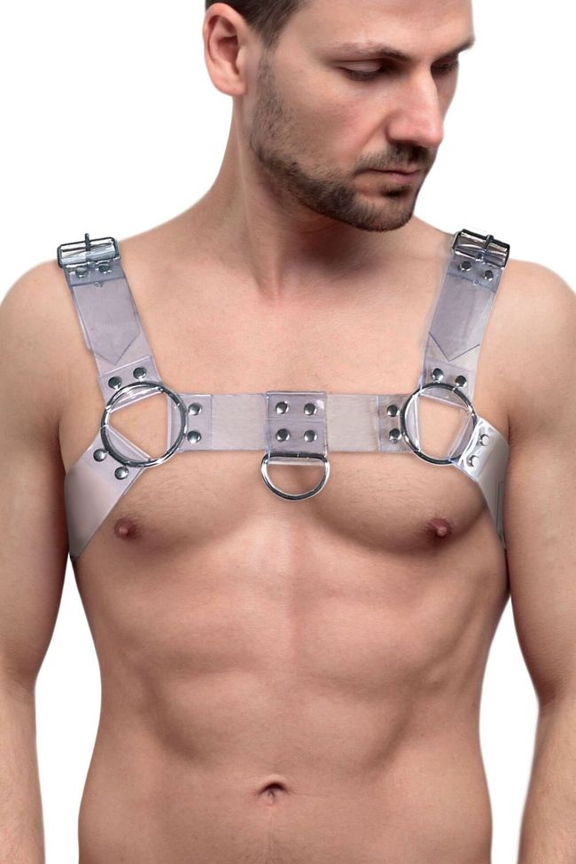 Feral Feelings Bulldog Harness Transparent Men's Chest Harness, Прозрачный, ONE SIZE, ONE SIZE