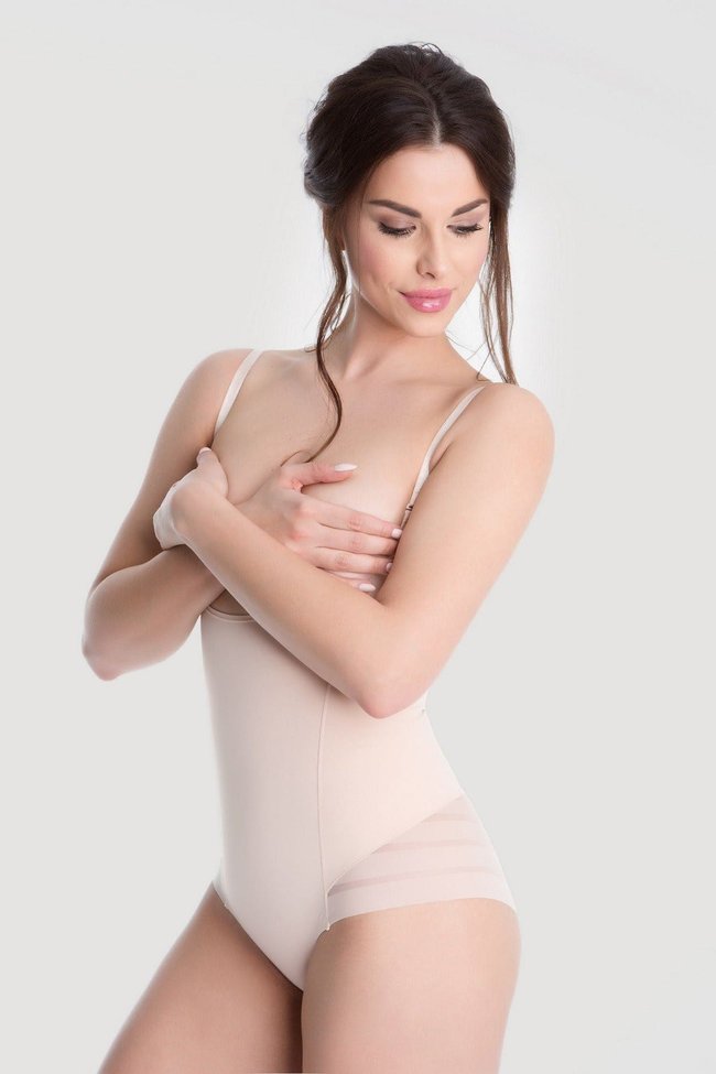 Shaping seamless bodysuit with an open cup Julimex 119 Nude L