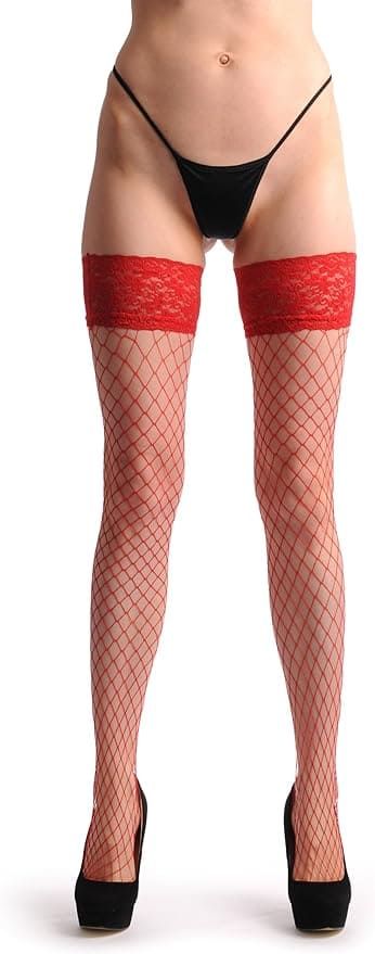 Self-supporting stockings Gabriella Calze Kabarette 153 Red 1/2