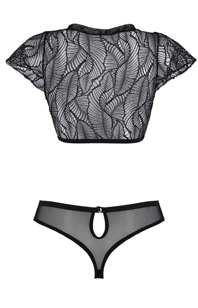 Lace set Passion LEAFA BIKINI ECO, Black, 2XL, 3XL, 2XL/3XL