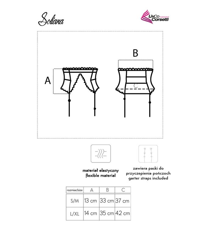 Мереживний пояс для панчіх LivCo Corsetti Soliana Чорний L/XL 98777 фото
