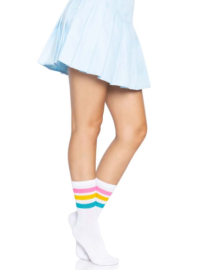 Шкарпетки жіночі в смужку Leg Avenue Pride crew socks Pansexual, 37–43 розмір Білі SO8585 фото