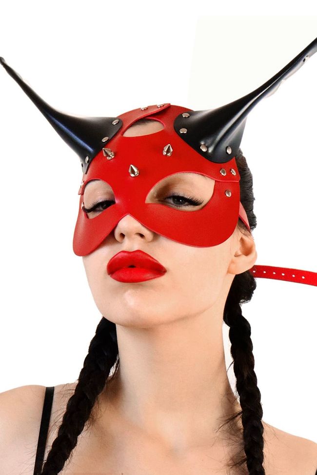 Leather devil mask Lucifer Art of Sex Lucifer Red-black One Size