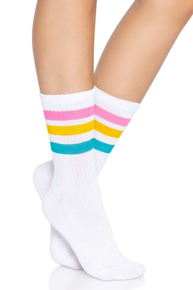 Носки женские в полоску Leg Avenue Pride crew socks Pansexual, 37–43 размер Белые SO8585 фото