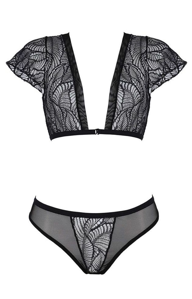 Lace set Passion LEAFA BIKINI ECO, Black, L, XL, L/XL