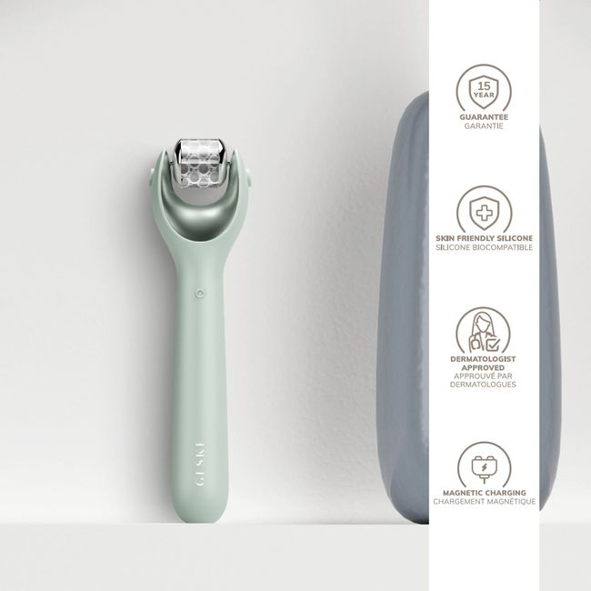 Електронний ролер для обличчя з мікроголками GESKE MicroNeedle Face Roller 9в1 green