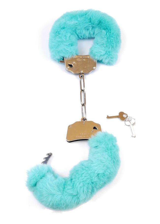 Handcuffs Fetish Boss Series Furry Cuffs Turquoise One Size