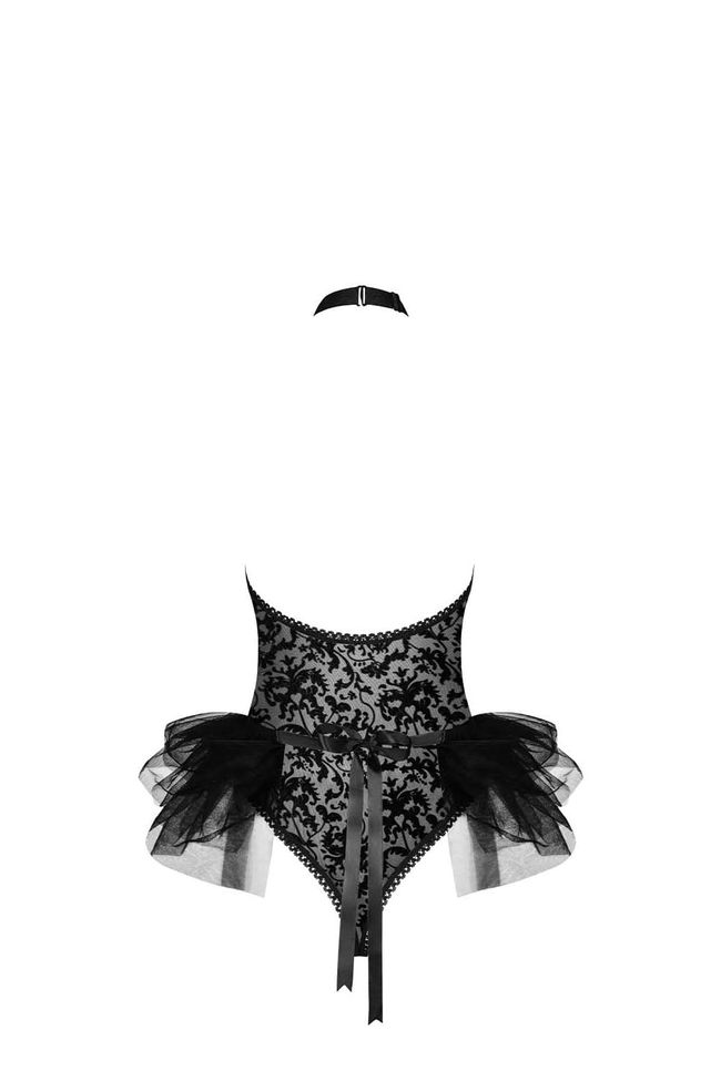 Эротический ролевой костюм горничной Obsessive Frilles Черный S/M 94102 фото