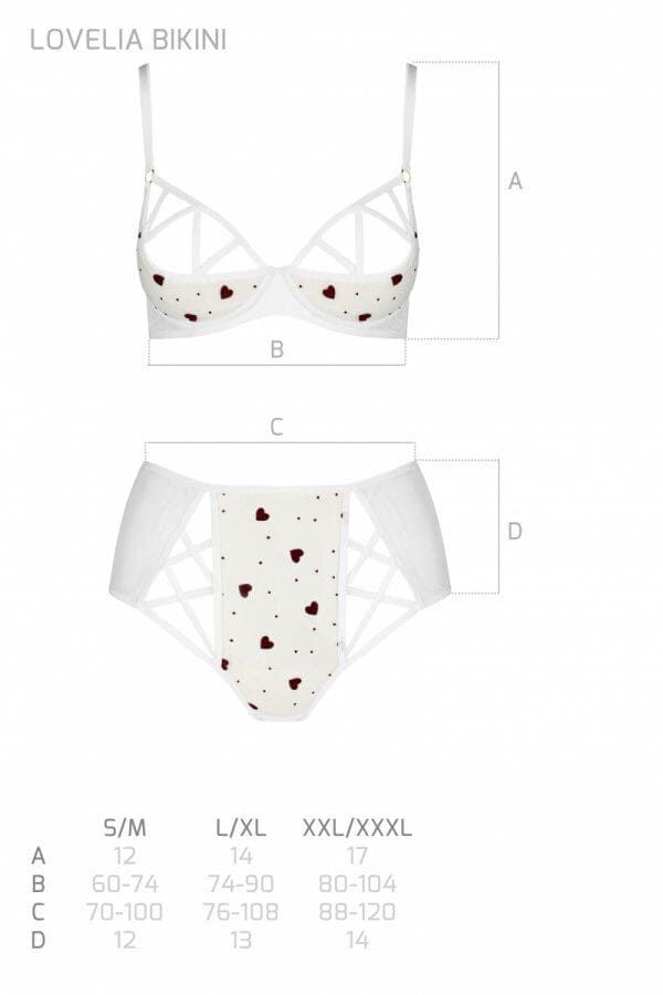 Set with a bra with a semi-open cup Passion LOVELIA BIKINI, White, L, XL, L/XL