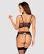 Lace set with belt Obsessive Lashy set, Black, L, XL, L/XL