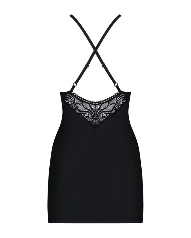 Amazing chemise with lace Obsessive 828-CHE-1 chemise, Black, L, XL, L/XL