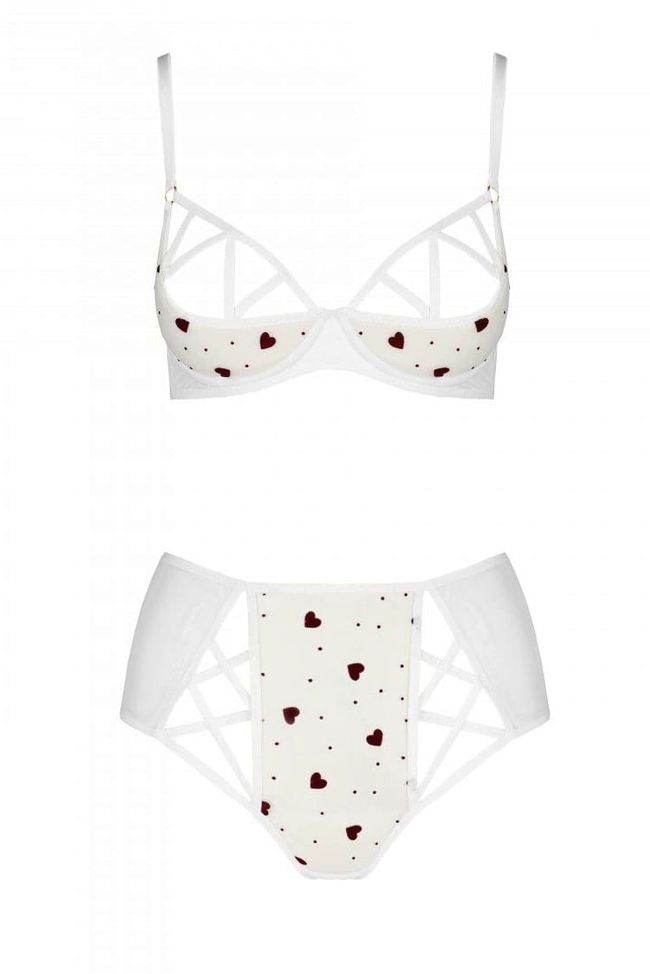 Set with a bra with a semi-open cup Passion LOVELIA BIKINI, White, L, XL, L/XL