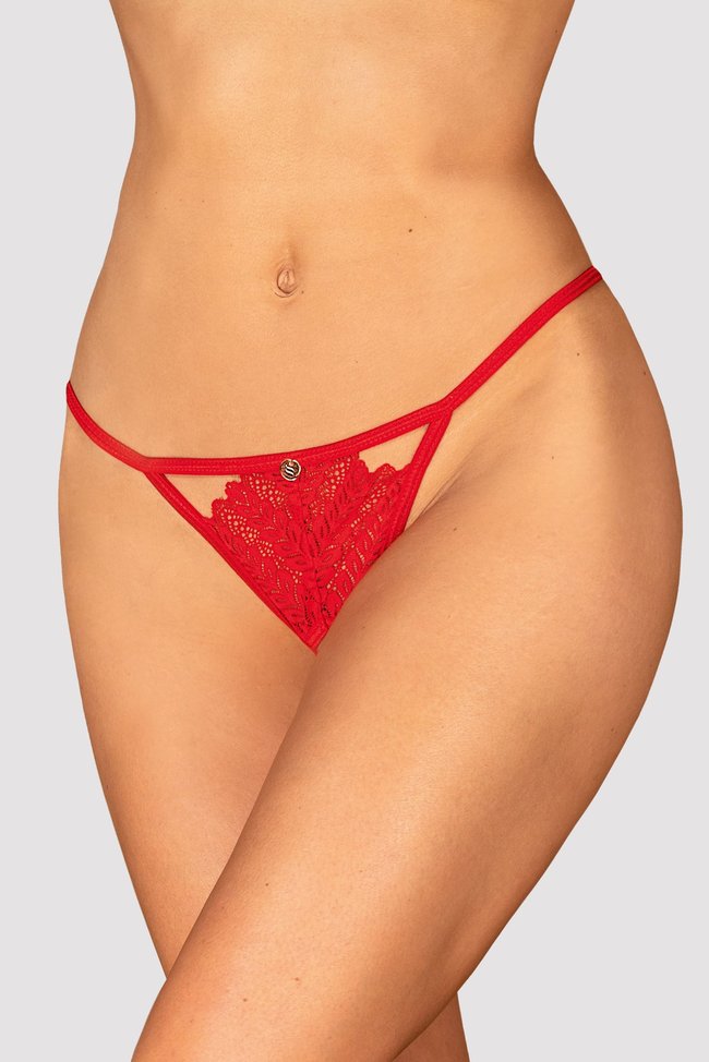 Thong with a slit Obsessive Ingridia otwarte Red XL/2XL