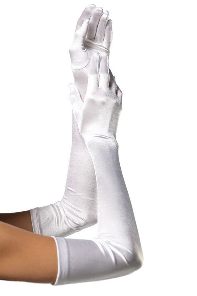 Довгі рукавички атласні Leg Avenue Extra Long Satin Gloves One Size Білі SO9087 фото