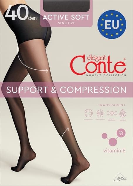 Conte Active Soft nylon tights for sensitive skin with modeling effect, Мокко, 5, 5