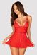 Transparent chemise Obsessive Lovlea babydoll, Red, S, M, S/M