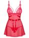 Transparent chemise Obsessive Lovlea babydoll, Red, S, M, S/M