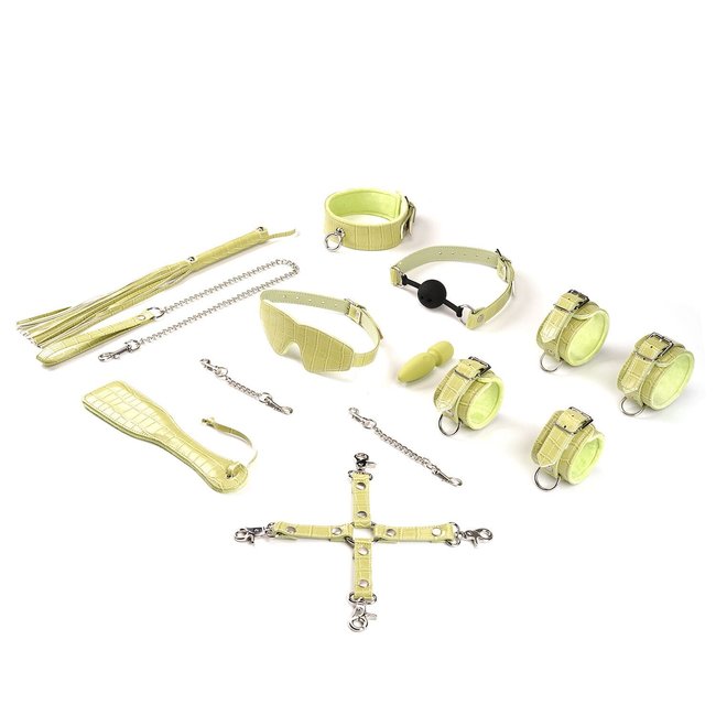 BDSM Beginners Kit Liebe Seele Macaron 9pcs Bondage Kit-Melon, 9 items, mini wand, Жёлтый