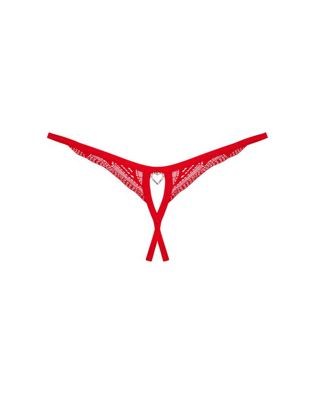 Lace thong with slit Obsessive Chilisa otwarte, Red, M, L