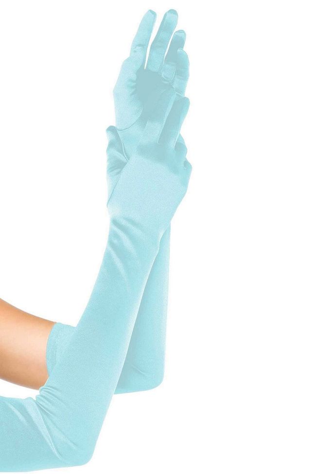 Длинные атласные перчатки Leg Avenue Extra Long Satin Gloves One Size Голубые SO9085 фото