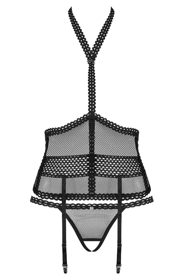 Корсет під груди та трусики з вирізом Obsessive Strapelie corset 94173 фото