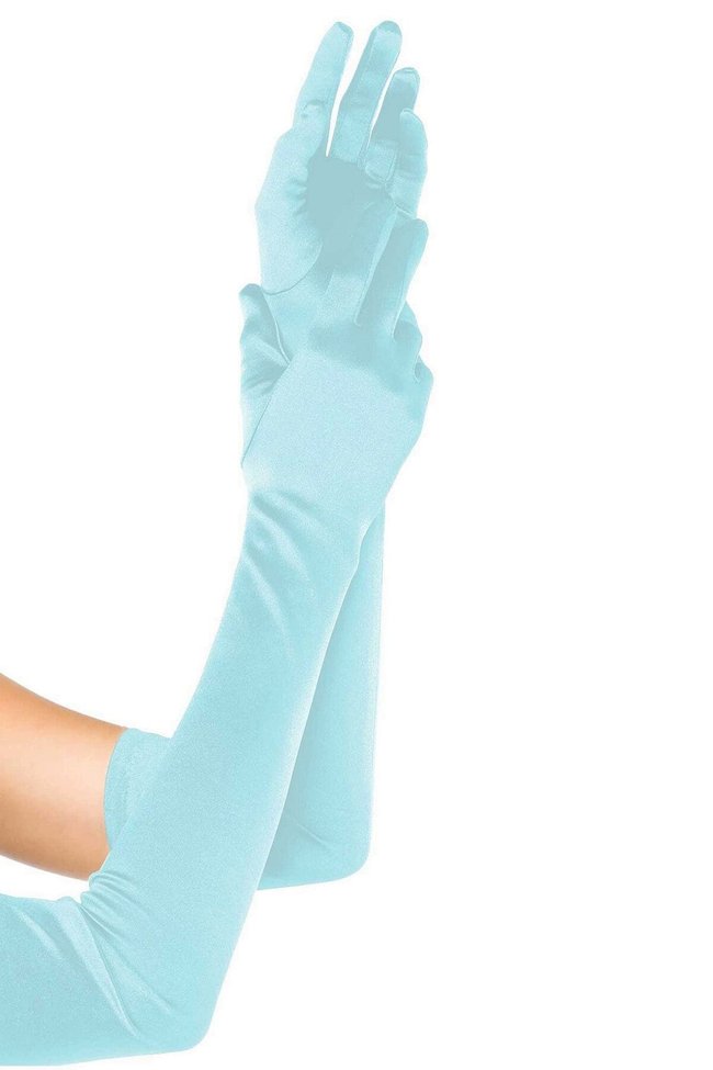 Довгі рукавички атласні Leg Avenue Extra Long Satin Gloves One Size Блакитні SO9085 фото