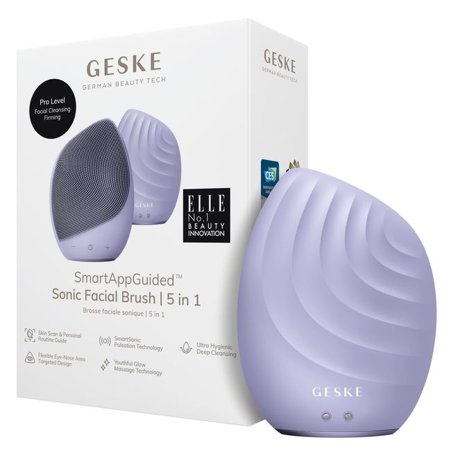 Електронна ультразвукова щітка для обличчя GESKE Sonic Facial Brush 5в1 purple