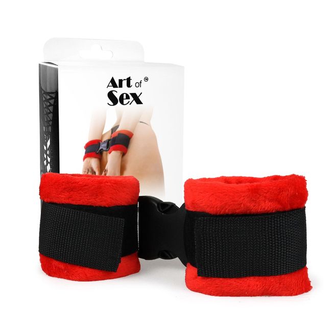 Наручники Art of Sex Handcuffs Soft Touch плюш Красные One Size SO8497 фото
