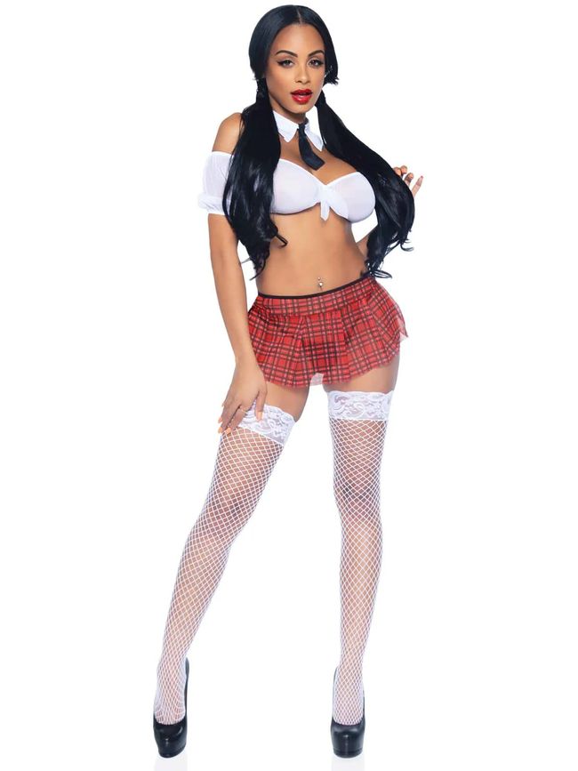 Ролевой костюм школьницы Leg Avenue Roleplay Naughty School Girl One Size Красно-белый SO7901 фото