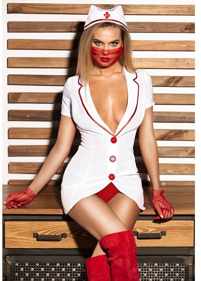 Еротичний костюм медсестри D&A Виконавча Луїза Біло-червоний XS/S SO2851 фото