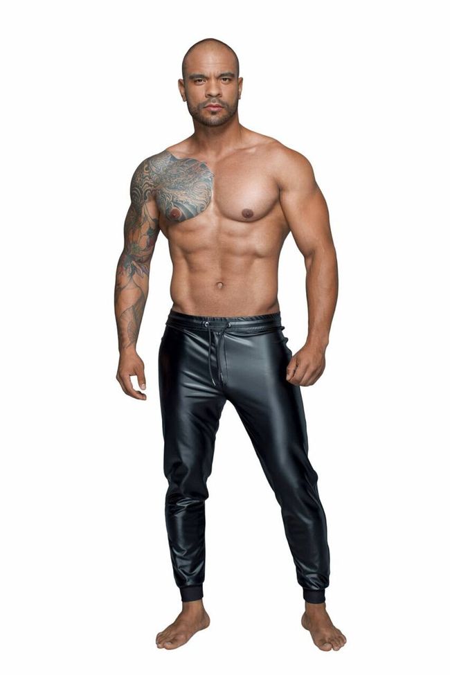 Men's treggings Noir Handmade H063 Powerwetlook treggings, Black, S, S