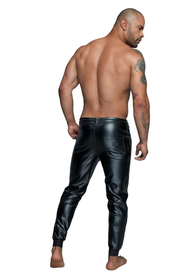 Men's treggings Noir Handmade H063 Powerwetlook treggings, Black, S, S