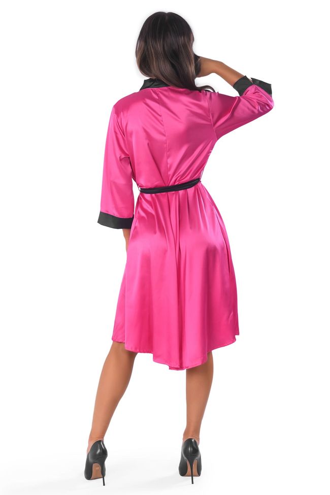 Anais Magenta long robe satin robe, Малиновый, S, M, S/M