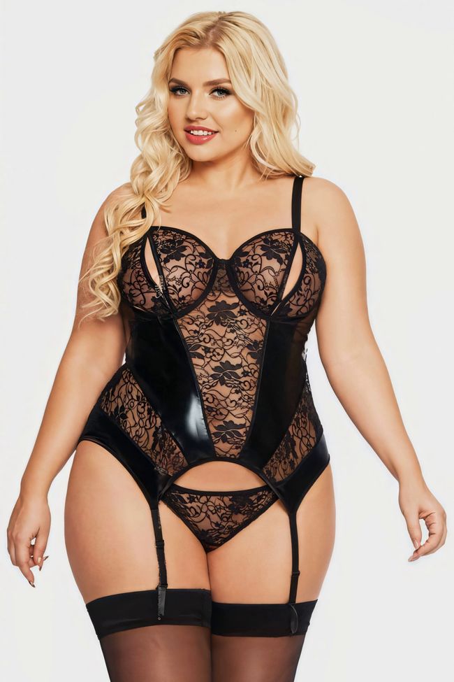 Softline Jessica Lace Corset, Black, XL