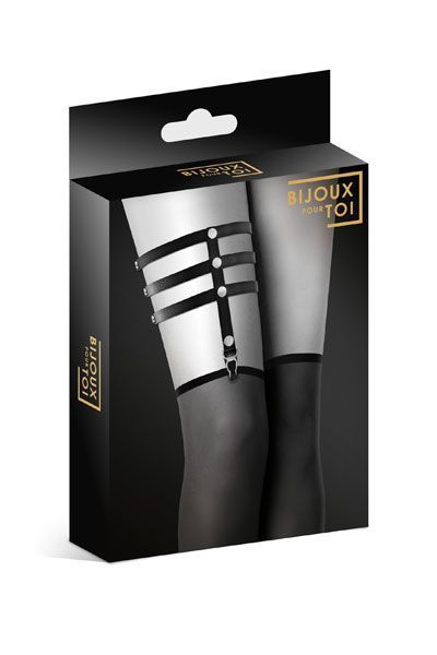 Сексуальная подвязка-гартер на ногу из экокожи Bijoux Pour Toi - 3 THONGS SO2219 фото