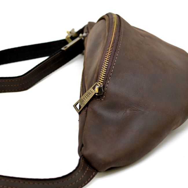 Кожаная сумка на пояс из натуральной кожи TARWA 3035, Коричневый