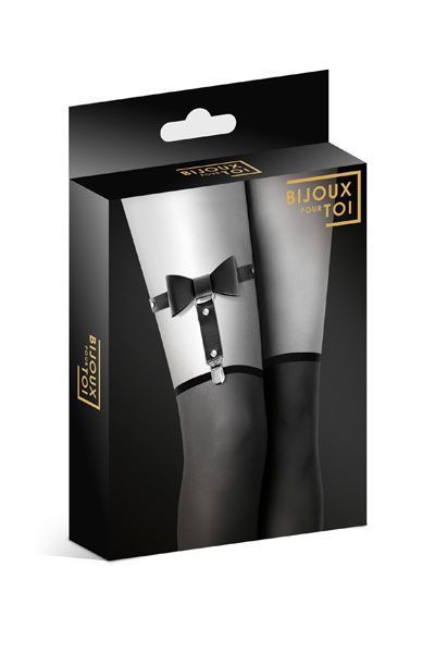 Сексуальная подвязка-гартер с бантиком из экокожи на ногу Bijoux Pour Toi - WITH BOW SO2220 фото